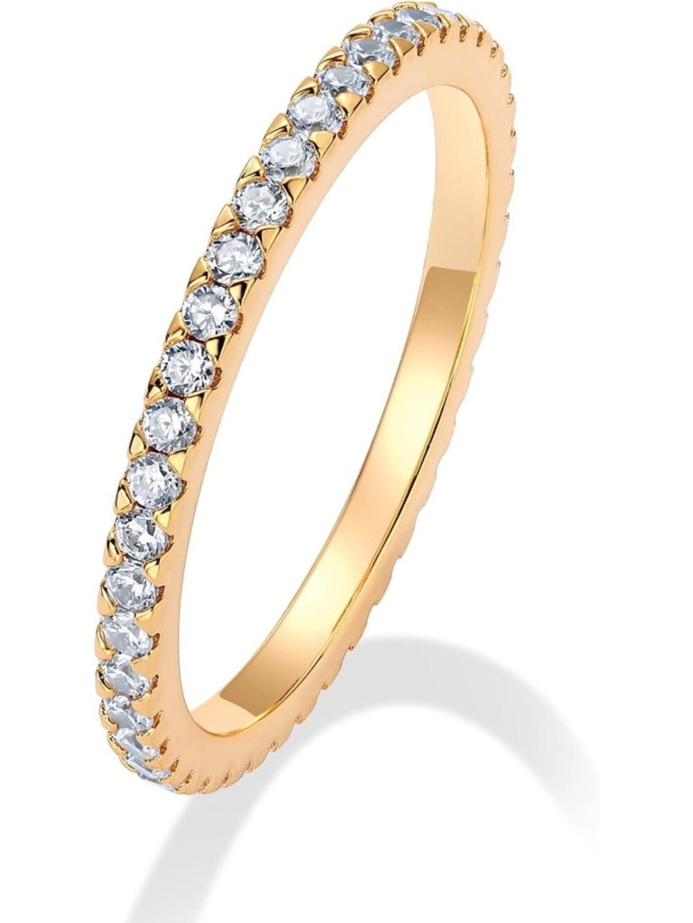 925 Sterling Silver Wedding Band for Women, 14K Gold Plated CZ Engagement Ring